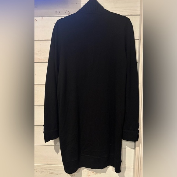 White + Warren Black 100 Merino Wool with Leather Trim Jacket in size Large - Picture 16 of 16